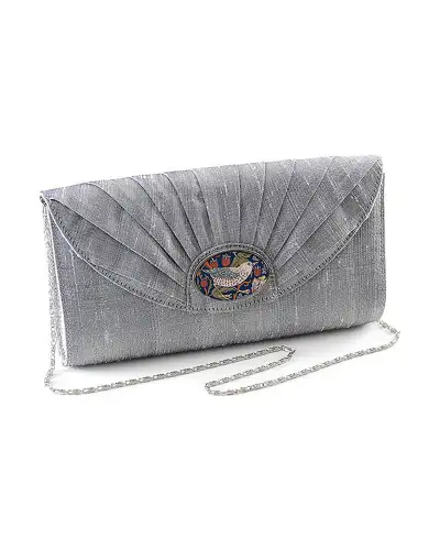 Bags Fox and Chave Silver Silk Cameo Clutch Bag - Morris Broche £23.00