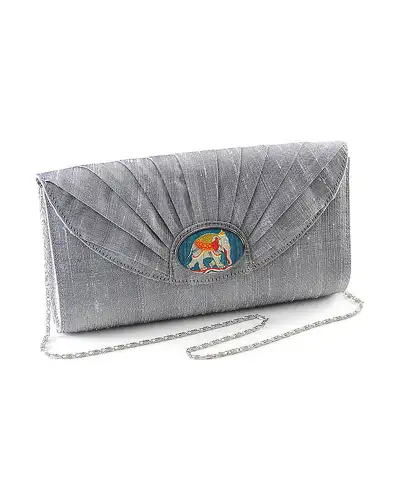 Bags Fox and Chave Silver Silk Cameo Clutch Bag - Morris Broche £23.00