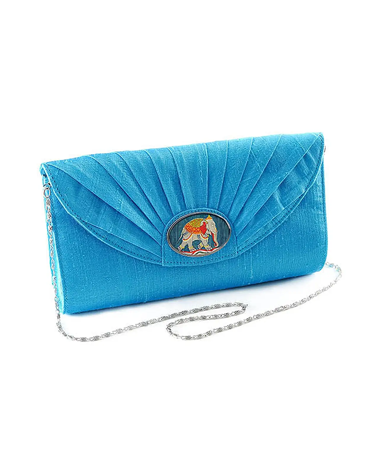 Bags Fox and Chave Turquoise Silk Cameo Clutch Bag - Mughal Elephant £23.00