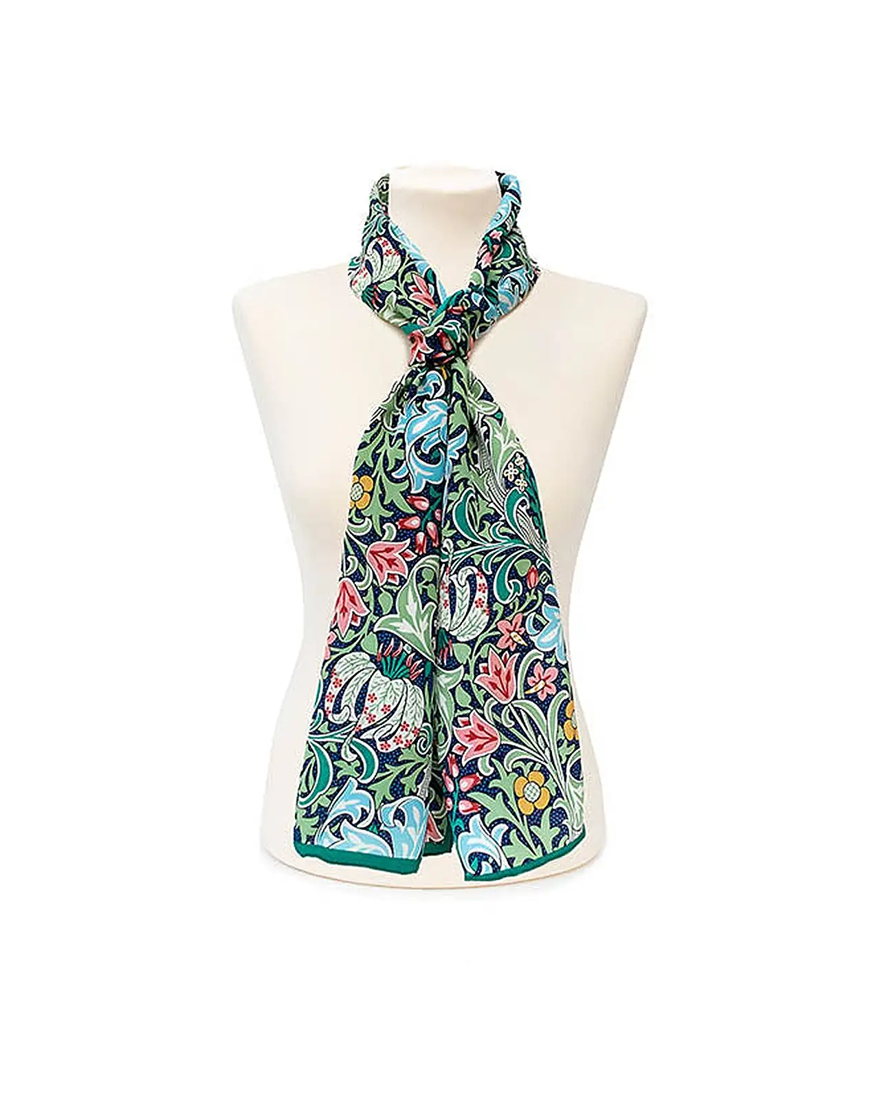 Scarves Fox and Chave Morris Golden Lily Green Crêpe De Chine Scarf £45.00