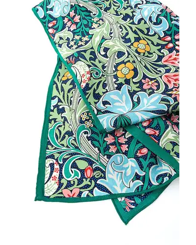 Scarves Fox and Chave Morris Golden Lily Green Crêpe De Chine Scarf £45.00