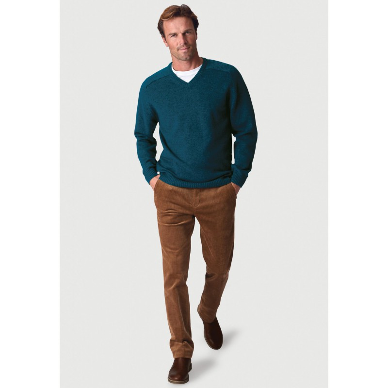 Jumpers Brook Taverner Barton Teal Lambswool V-Neck Jumper £54.00