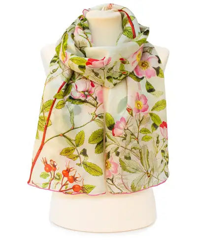 Scarves Fox and Chave Botanical Pink Rose Habotai Scarf £50.00
