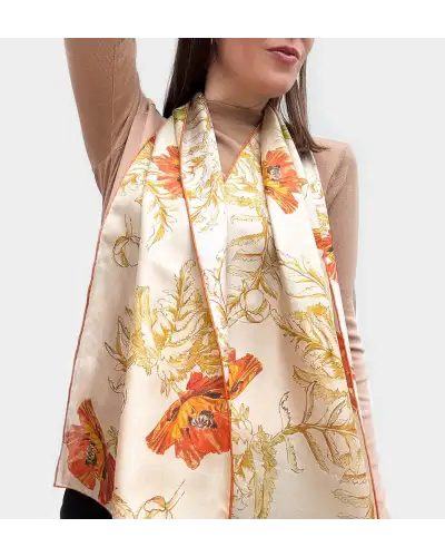 Scarves Fox and Chave May Morris Poppies Habotai Scarf £42.00