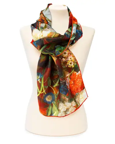Scarves Fox and Chave Van Huysum Flower Bouquet Silk Habotai Scarf £42.00