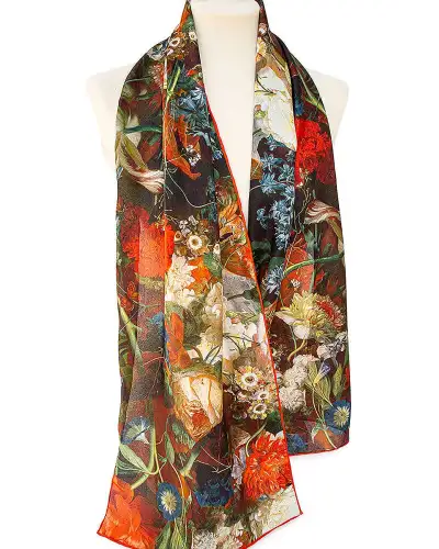 Scarves Fox and Chave Van Huysum Flower Bouquet Silk Habotai Scarf £42.00