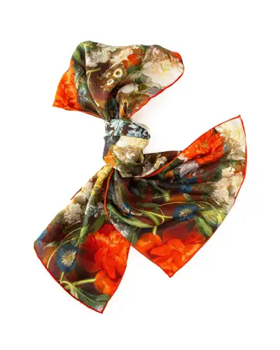 Scarves Fox and Chave Van Huysum Flower Bouquet Silk Habotai Scarf £42.00