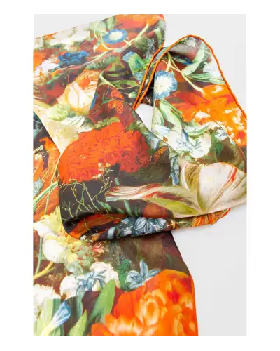 Scarves Fox and Chave Van Huysum Flower Bouquet Silk Habotai Scarf £42.00