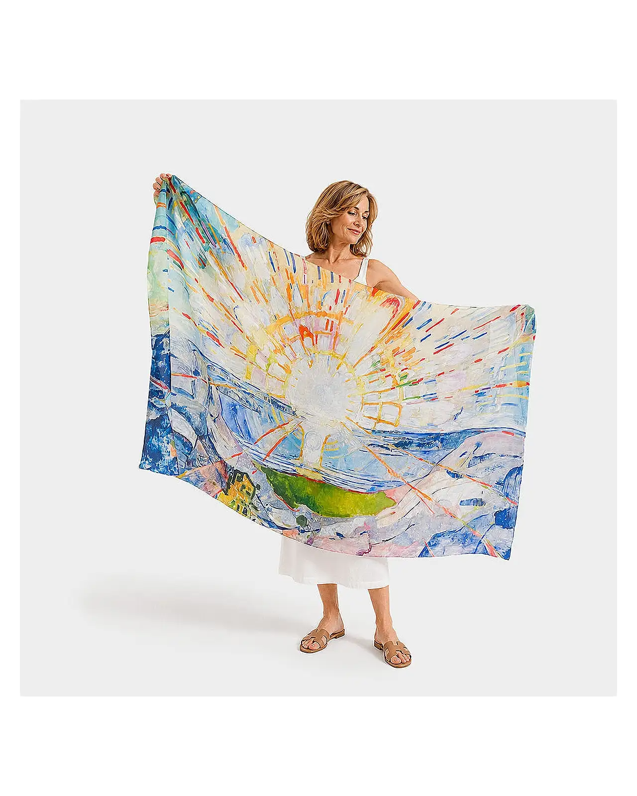Scarves Fox and Chave Munch Sunrise Habotai Silk Wrap £45.00