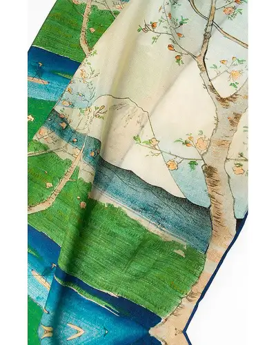 Scarves Fox and Chave Oriental Riverside Cherry Blossom Silk Habotai Scarf £42.00