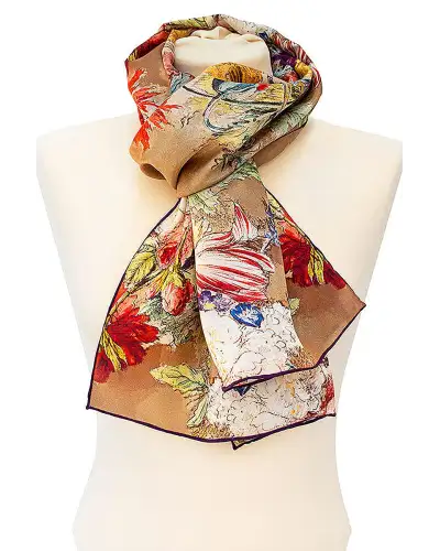 Scarves Fox and Chave Van Huysum Still Life Silk Habotai Scarf £42.00