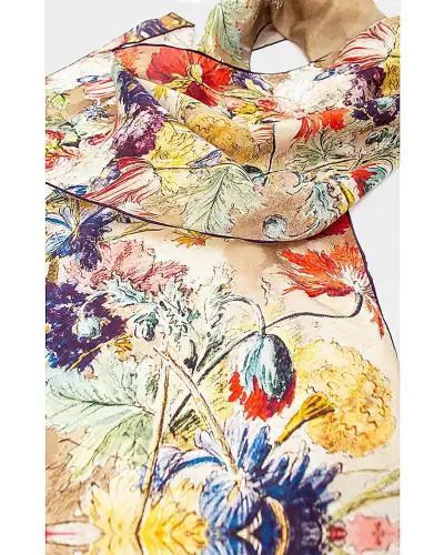 Scarves Fox and Chave Van Huysum Still Life Silk Habotai Scarf £42.00