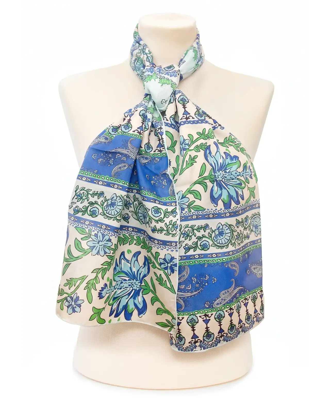 Scarves Fox and Chave Blue and Green Indienne Silk Habotai Scarf £32.00