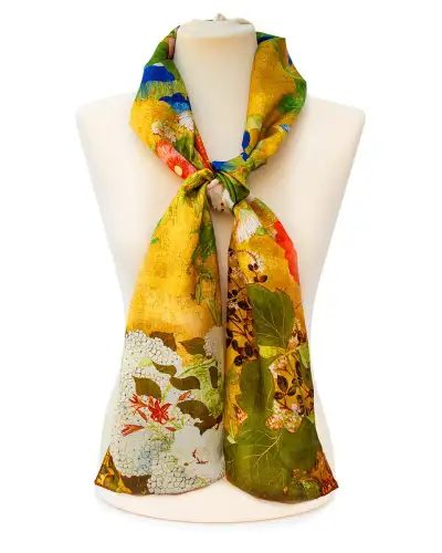Scarves Fox and Chave Asian Iris and Blossom Silk Habotai Scarf £42.00