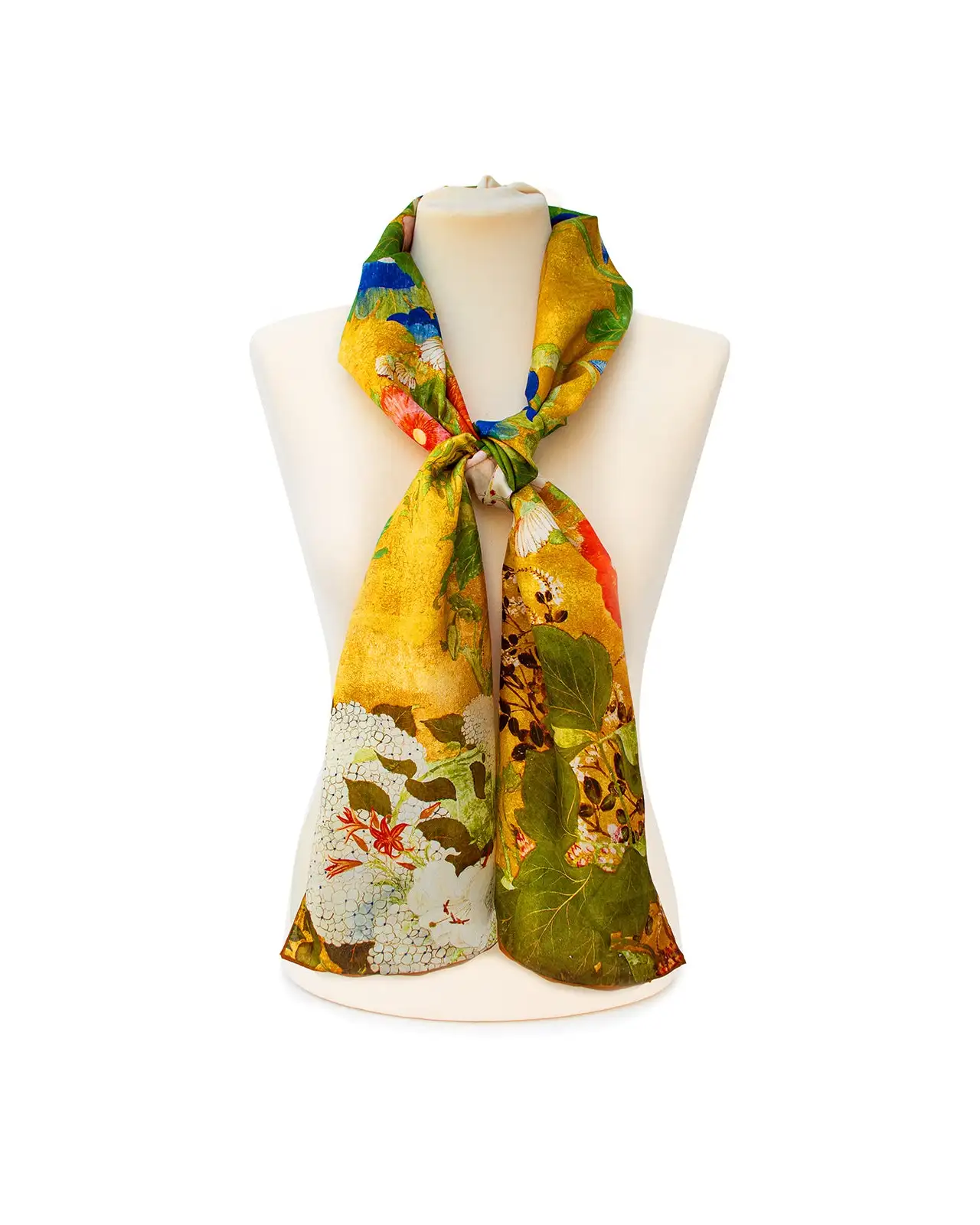Scarves Fox and Chave Asian Iris and Blossom Silk Habotai Scarf £42.00