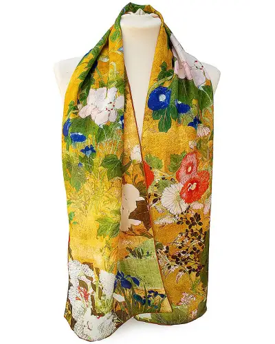Scarves Fox and Chave Asian Iris and Blossom Silk Habotai Scarf £42.00