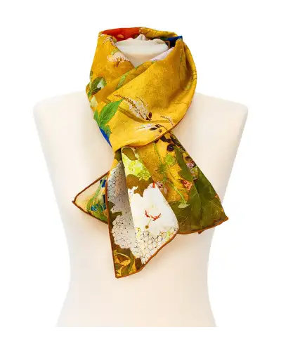 Scarves Fox and Chave Asian Iris and Blossom Silk Habotai Scarf £42.00