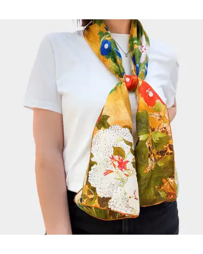 Scarves Fox and Chave Asian Iris and Blossom Silk Habotai Scarf £42.00