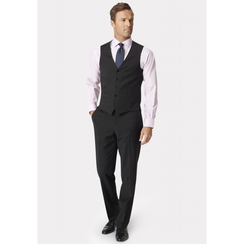 Waistcoats Brook Taverner Tailored Fit Avalino Charcoal Stripe Waistcoat £62.00