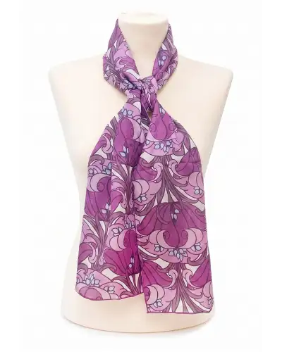 Scarves Fox and Chave Purple Arts and Crafts Silk Habotai Scarf £32.00