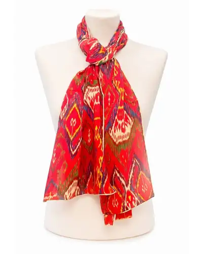 Scarves Fox and Chave Crimson Batik Silk Habotai Scarf £32.00