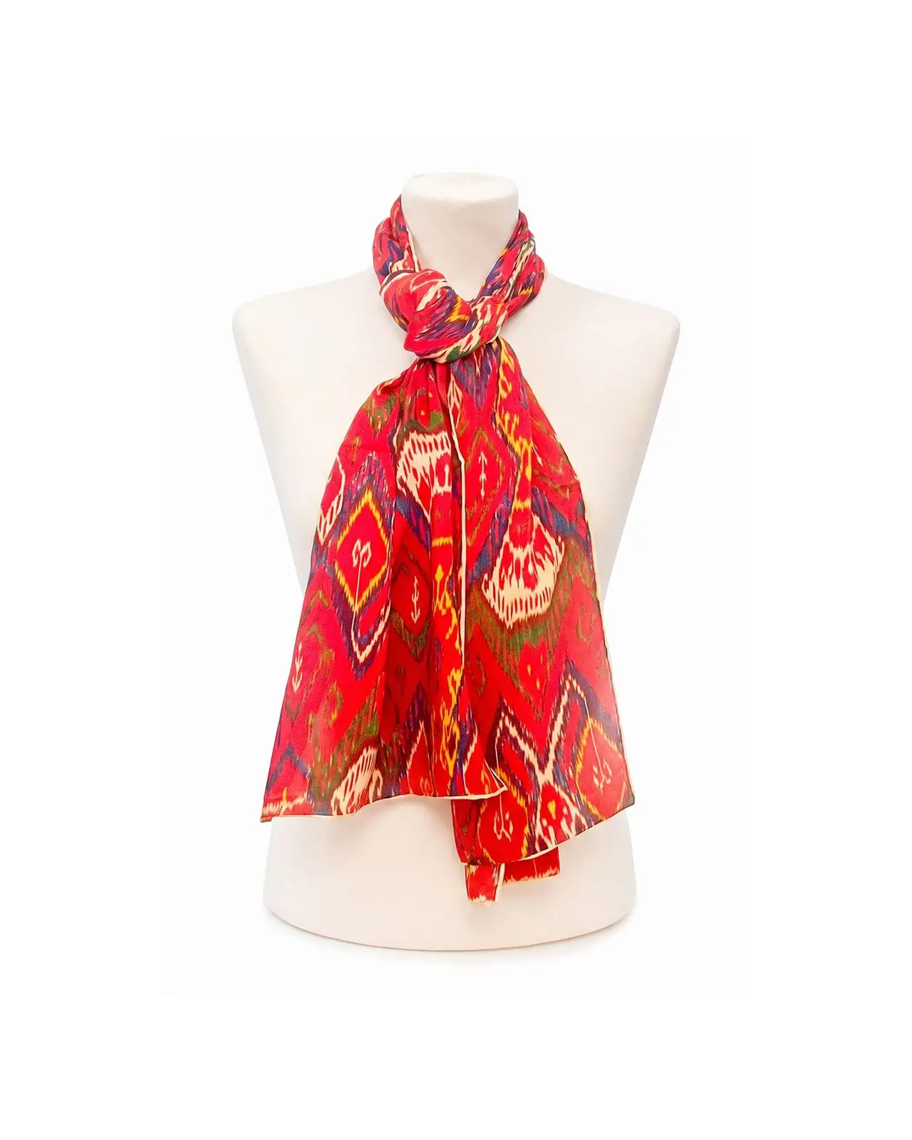 Scarves Fox and Chave Crimson Batik Silk Habotai Scarf £32.00