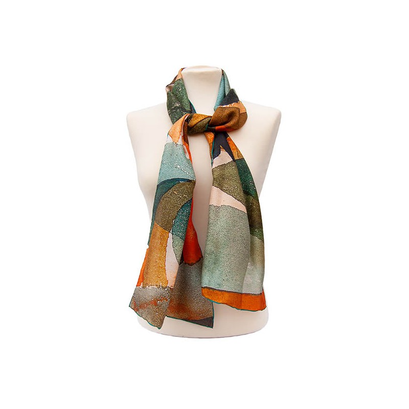 Scarves Fox and Chave Paul Klee Coral Silk Habotai Scarf £42.00