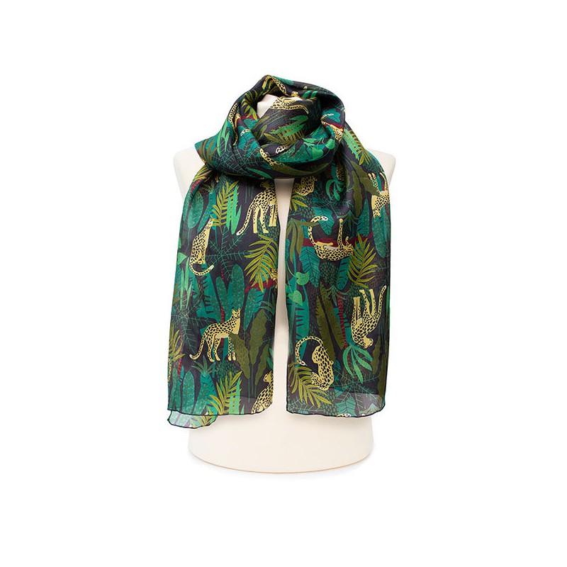 Scarves Fox and Chave Jungle Leopard Habotai Scarf £37.00