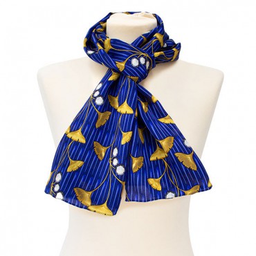 Scarves Fox and Chave Enamel Gingko Leaf Crepe De Chine Scarf-FC-41-877 £45.00