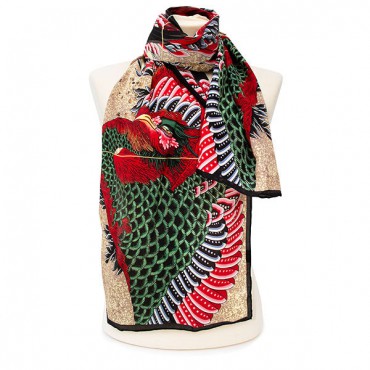 Scarves Fox and Chave Hokusai Phoenix Crepe De Chine Scarf-FC-41-752 £45.00