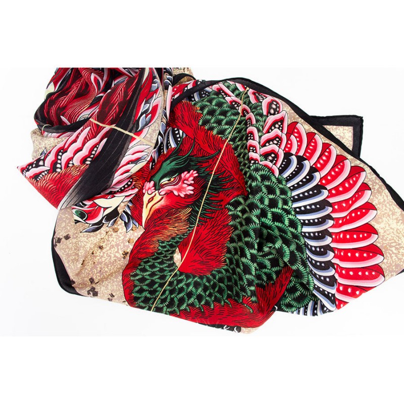 Scarves Fox and Chave Hokusai Phoenix Crepe De Chine Scarf-FC-41-752 £45.00