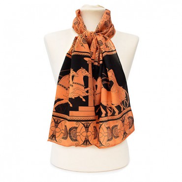 Scarves Fox and Chave Greek Charioteer Scarf Crepe De Chine Scarf-FC-41-673 £45.00