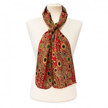 Scarves Fox and Chave Klimt Red Crepe De Chine Scarf-FC-41-654 £45.00