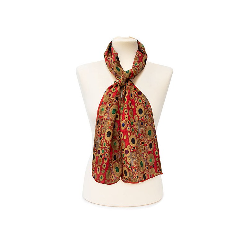 Scarves Fox and Chave Klimt Red Crepe De Chine Scarf-FC-41-654 £45.00