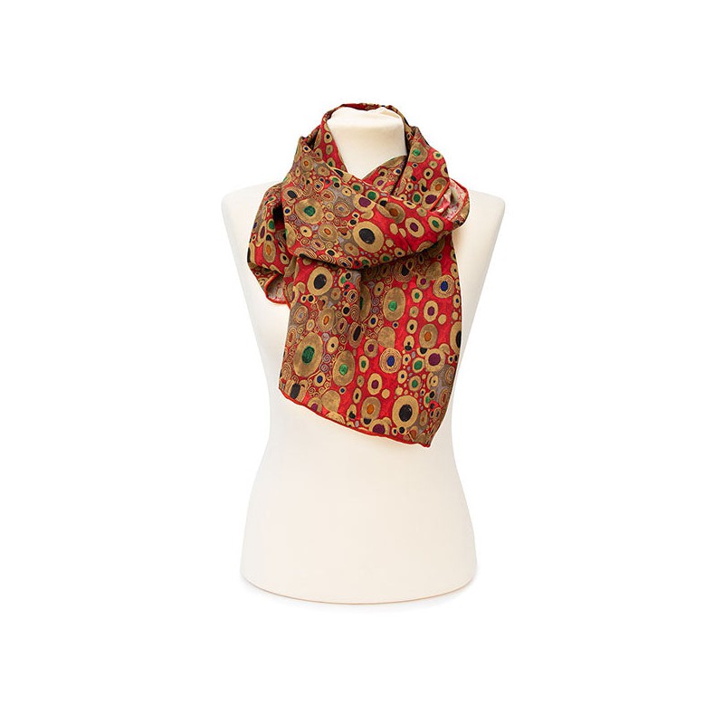 Scarves Fox and Chave Klimt Red Crepe De Chine Scarf-FC-41-654 £45.00