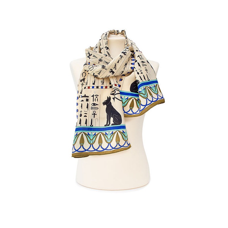 Scarves Fox and Chave Hieroglyphics Crepe De Chine Scarf-FC-41-510 £45.00