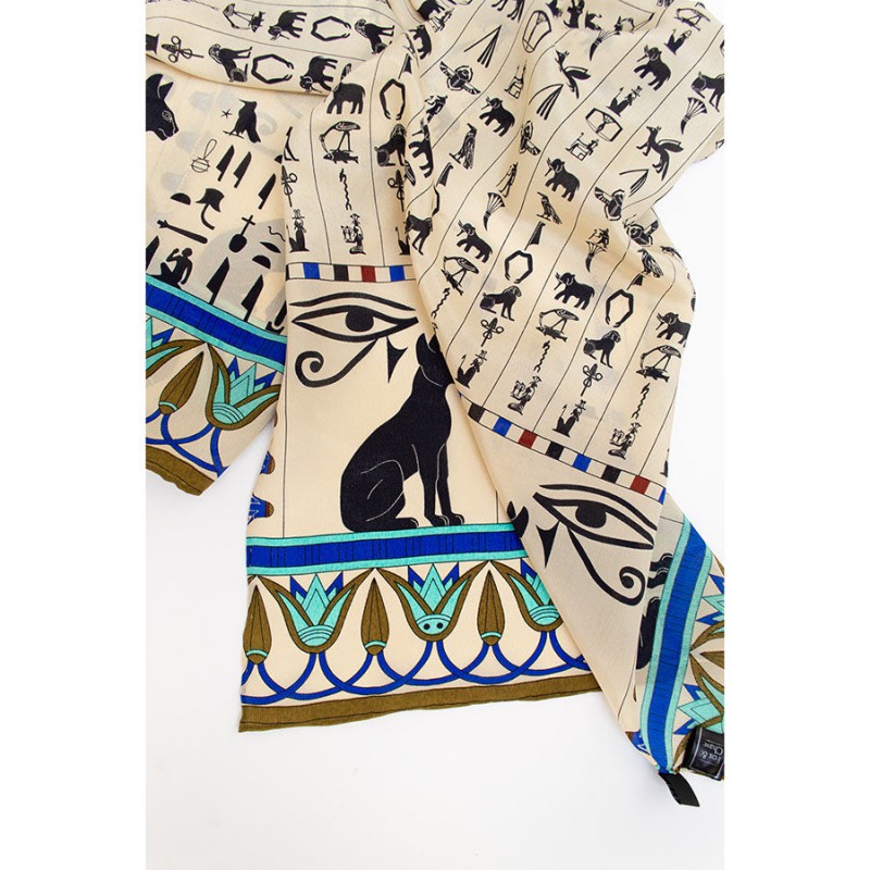 Scarves Fox and Chave Hieroglyphics Crepe De Chine Scarf-FC-41-510 £45.00