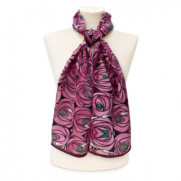 Scarves Fox and Chave Mackintosh Rose and Teardrop Crepe De Chine Scarf-FC-41-235 £45.00