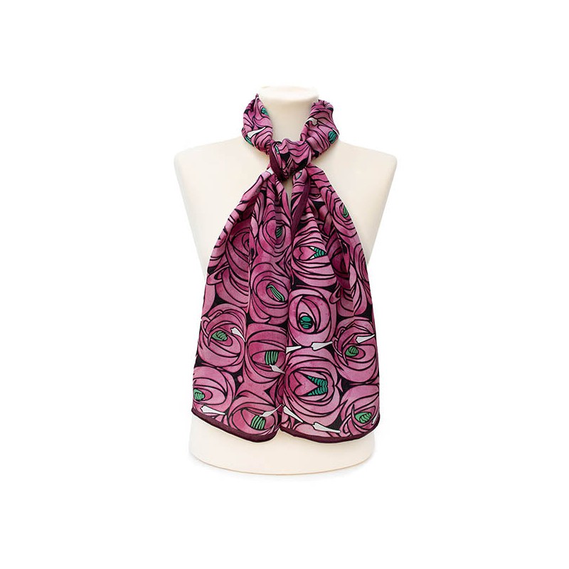 Scarves Fox and Chave Mackintosh Rose and Teardrop Crepe De Chine Scarf-FC-41-235 £45.00