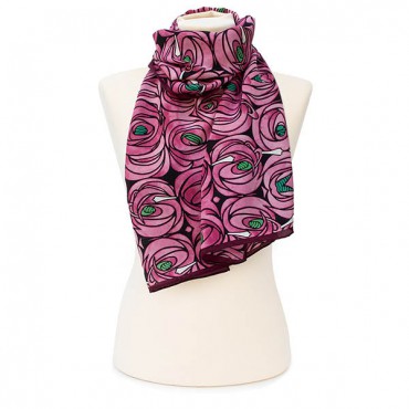 Scarves Fox and Chave Mackintosh Rose and Teardrop Crepe De Chine Scarf-FC-41-235 £45.00