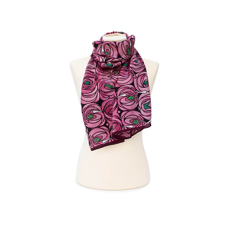 Scarves Fox and Chave Mackintosh Rose and Teardrop Crepe De Chine Scarf-FC-41-235 £45.00