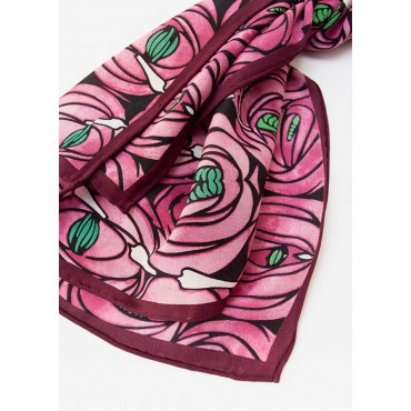 Scarves Fox and Chave Mackintosh Rose and Teardrop Crepe De Chine Scarf-FC-41-235 £45.00