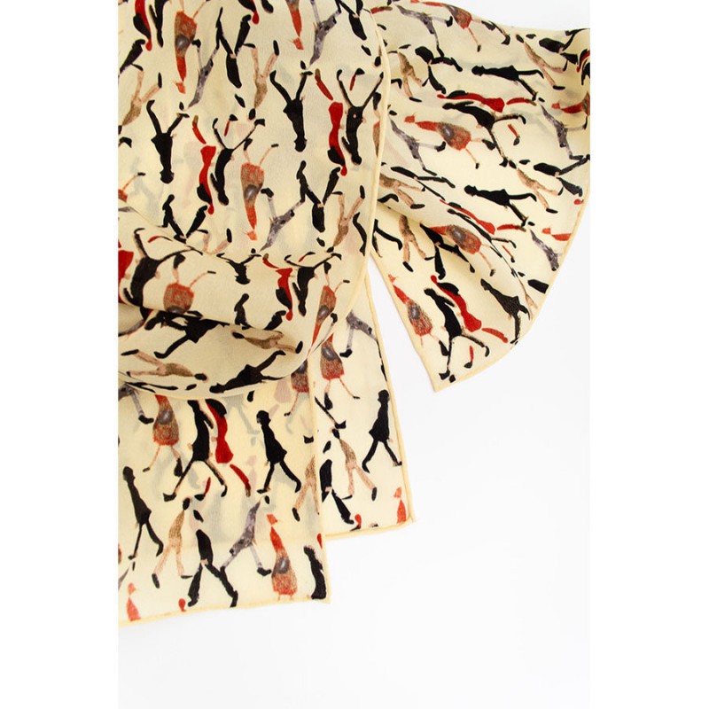 Scarves Fox and Chave Going To Work Cream Crepe De Chine Scarf-FC-41-115 £45.00