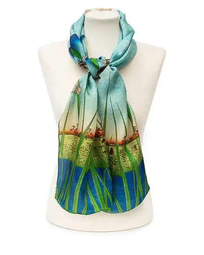 Scarves Fox and Chave Hiroshige Iris Silk Habotai Scarf £42.00
