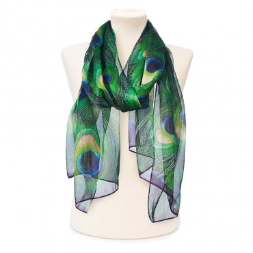 Scarves Fox and Chave Peacock Feathers Chiffon Scarf £52.00