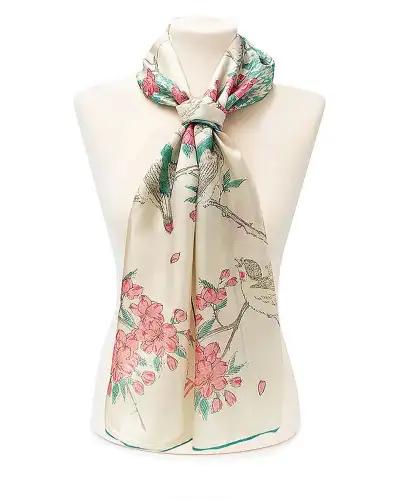 Scarves Fox and Chave Hiroshige Cherry Blossom Silk Habotai Scarf £42.00