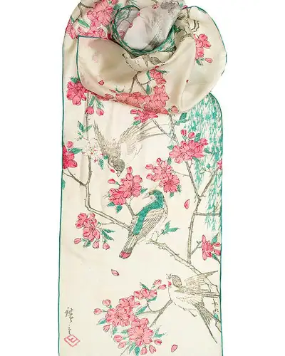 Scarves Fox and Chave Hiroshige Cherry Blossom Silk Habotai Scarf £42.00