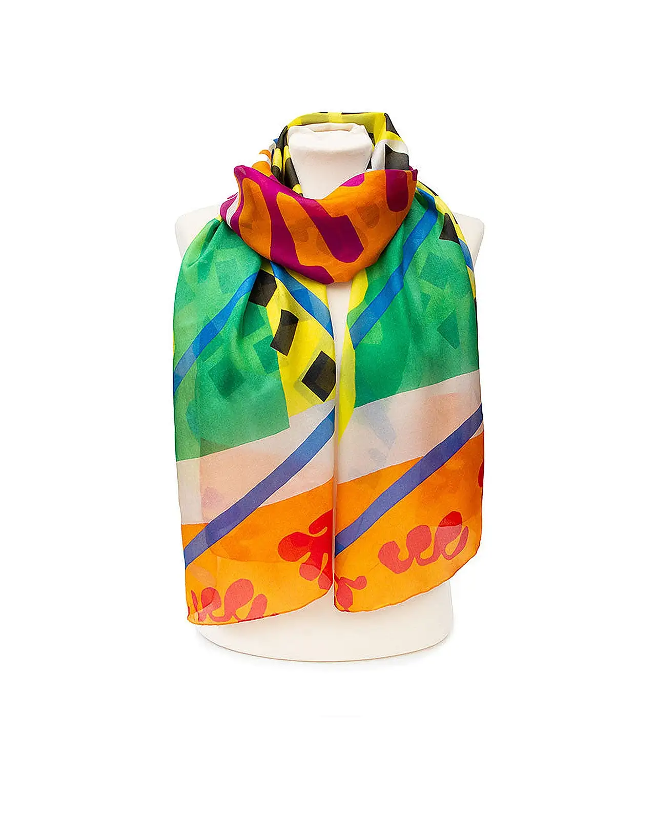 Scarves Fox and Chave Matisse Orange Silk Habotai Scarf £50.00