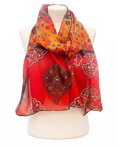 Scarves Fox and Chave Red Persian Carpet Silk Habotai Scarf £37.00