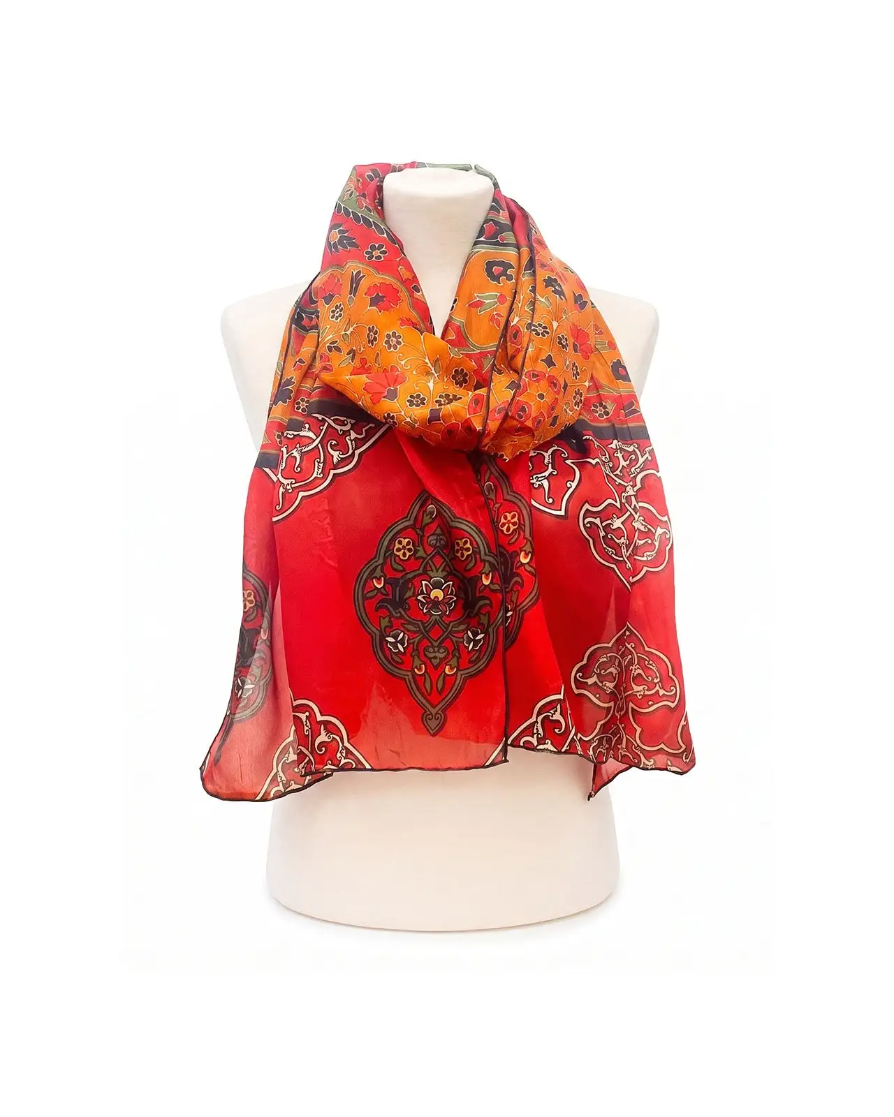 Scarves Fox and Chave Red Persian Carpet Silk Habotai Scarf £37.00